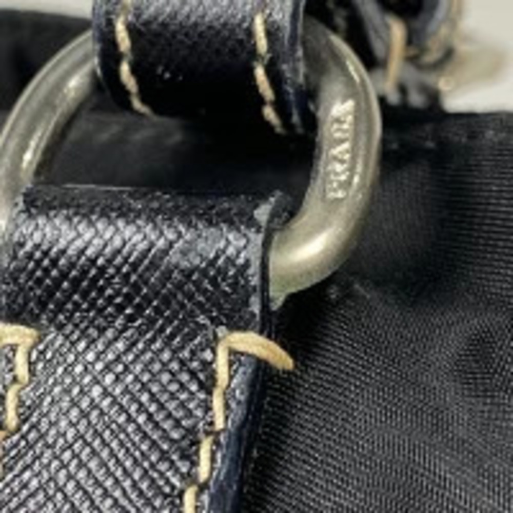Prada Plate Tote Bag Handbag Shoulder Nero Black - Picture 3 of 6